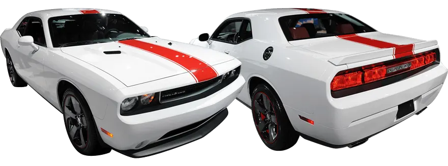 2008 to 2014 Dodge Challenger Redline Rally Racing Stripes Kit . Installed on Car